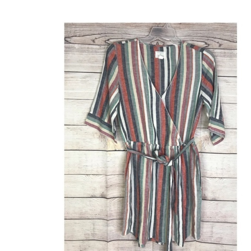 CASLON linen blend striped dress w/ pockets M